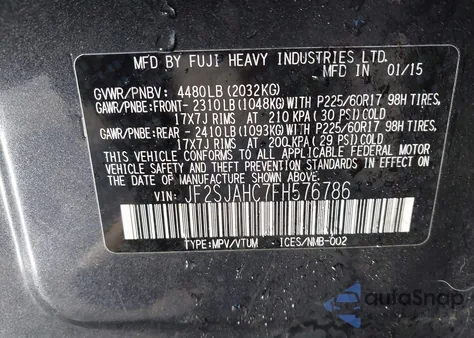 2015 Subaru Forester 2.5I Limited из США, поврежденный, VIN JF2SJAHC7FH576786